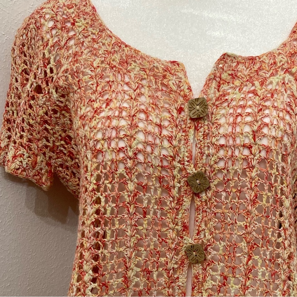 NWT JH Collectibles Multicolor Crocheted Button Down Shrug/ Cardigan/ Top XL - Picture 6 of 8